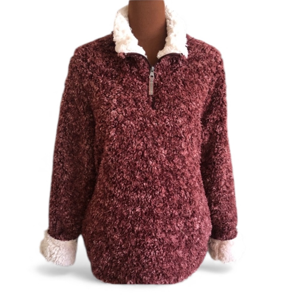 HOT DEAL! Weatherproof Vintage Long Sleeve Fleece Pullover Size L Rustic Red - Picture 11 of 11